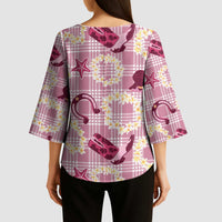 Aloha Hawaii Paniolo Lokelani Rose Palaka Kimono Sleeve Blouse Coastal Rodeo - Polynesian Pride