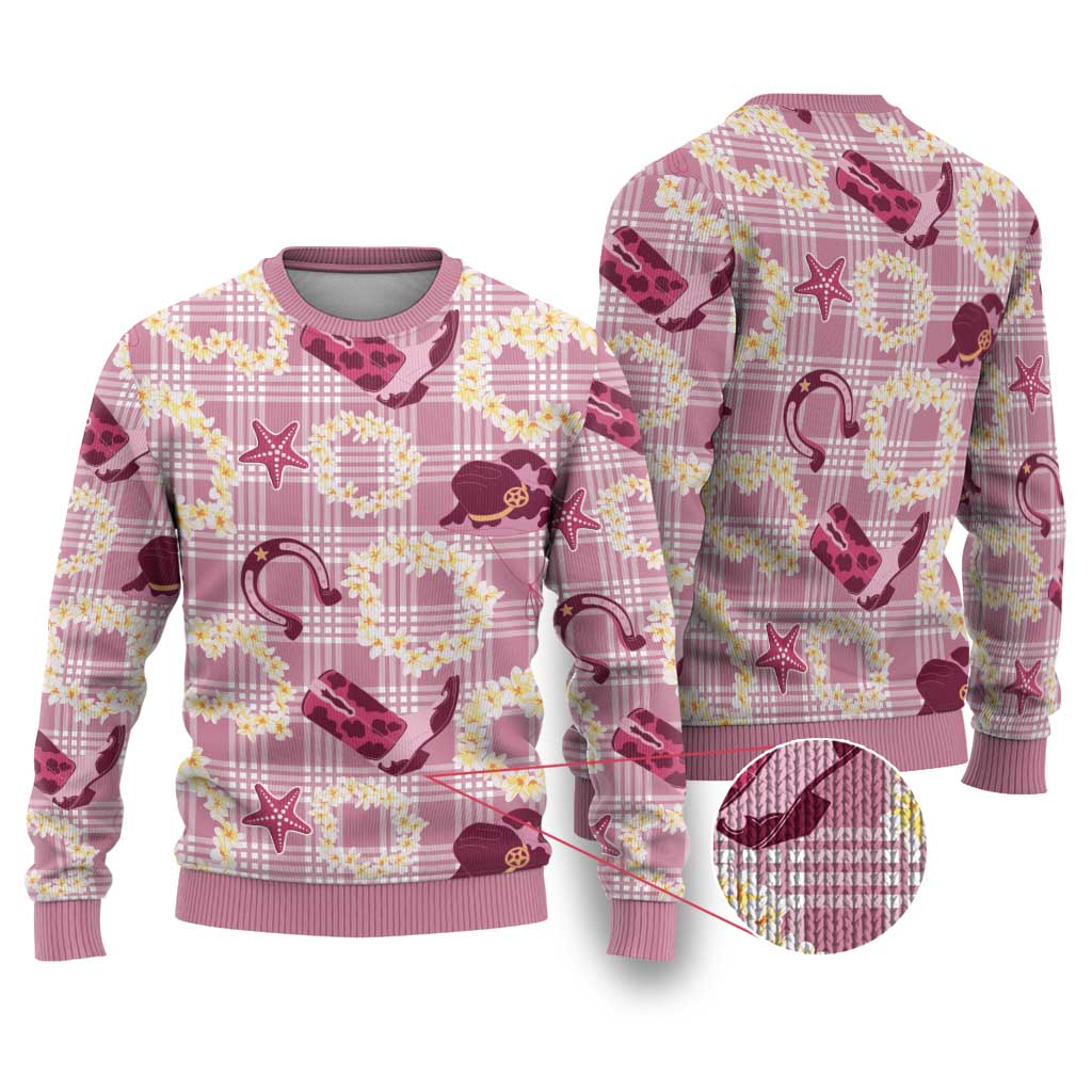 Aloha Hawaii Paniolo Lokelani Rose Palaka Ugly Christmas Sweater Coastal Rodeo - Polynesian Pride