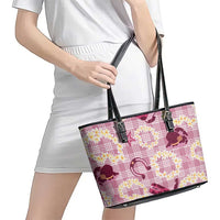 Aloha Hawaii Paniolo Lokelani Rose Palaka Leather Tote Bag Coastal Rodeo - Polynesian Pride