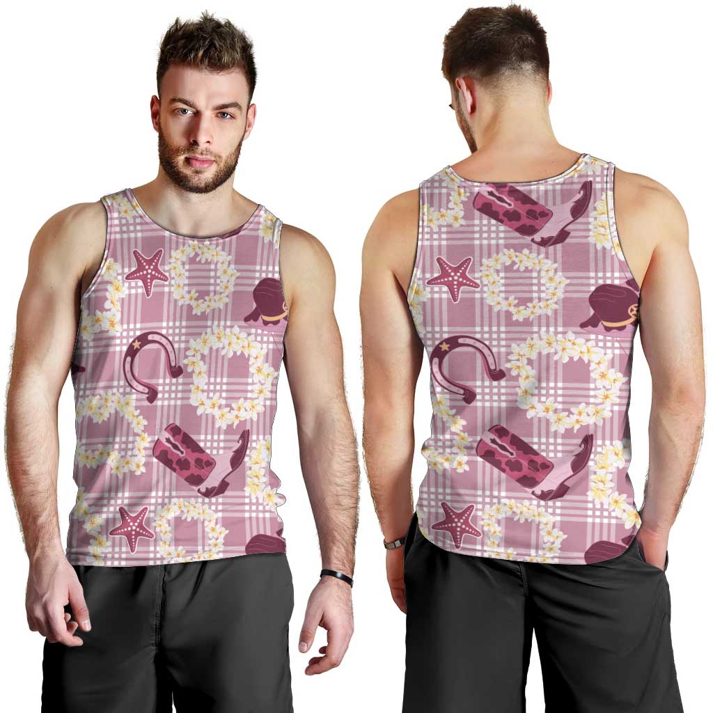 Aloha Hawaii Paniolo Lokelani Rose Palaka Men Tank Top Coastal Rodeo - Polynesian Pride