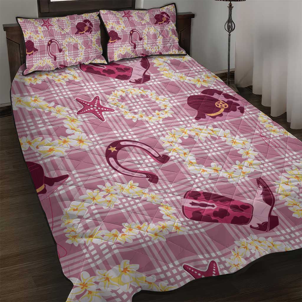 Aloha Hawaii Paniolo Lokelani Rose Palaka Quilt Bed Set Coastal Rodeo - Polynesian Pride