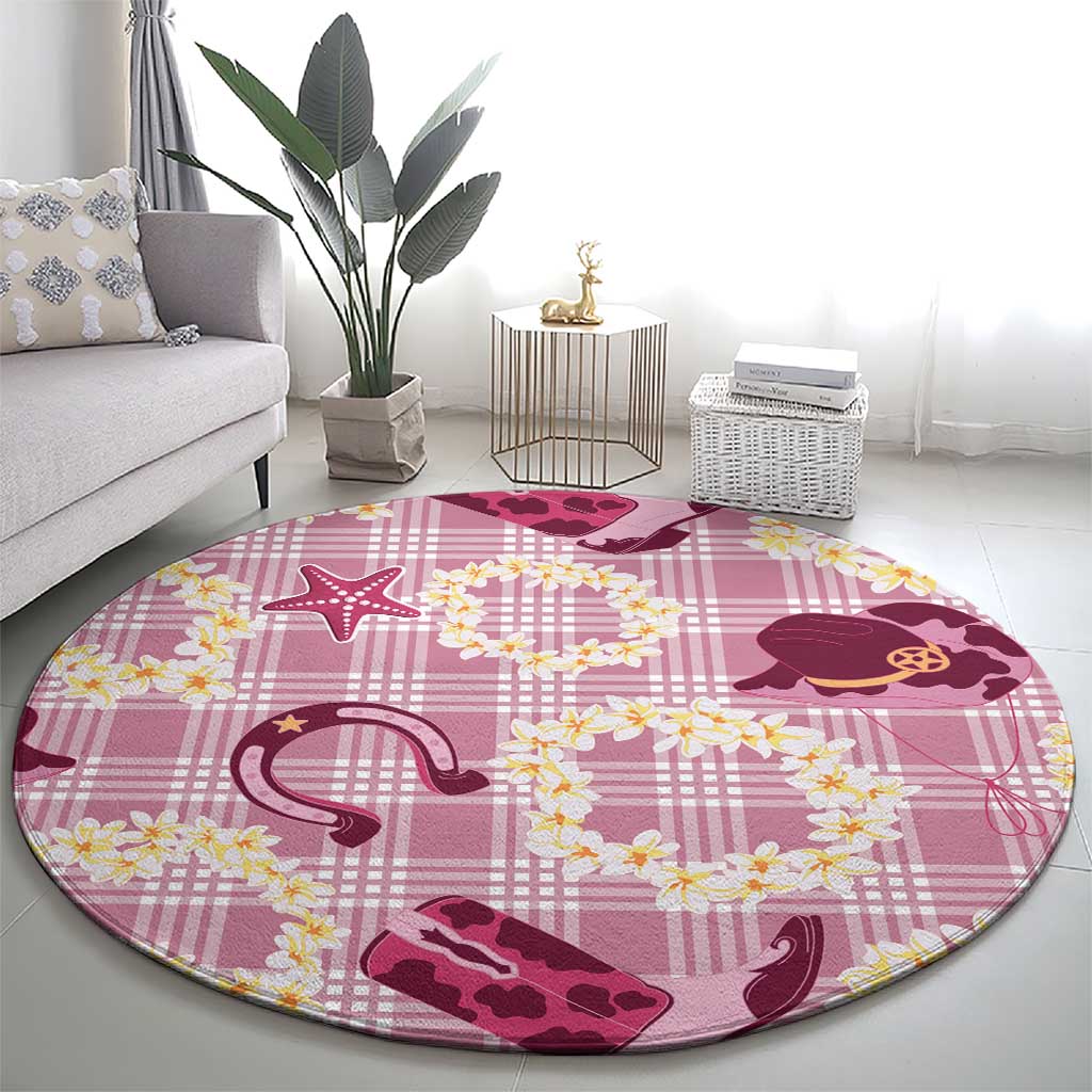 Aloha Hawaii Paniolo Lokelani Rose Palaka Round Carpet Coastal Rodeo - Polynesian Pride
