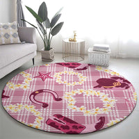 Aloha Hawaii Paniolo Lokelani Rose Palaka Round Carpet Coastal Rodeo - Polynesian Pride