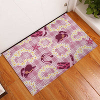 Aloha Hawaii Paniolo Lokelani Rose Palaka Rubber Doormat Coastal Rodeo LT7 - Polynesian Pride