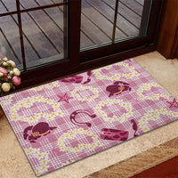 Aloha Hawaii Paniolo Lokelani Rose Palaka Rubber Doormat Coastal Rodeo LT7 - Polynesian Pride