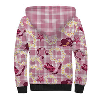 Aloha Hawaii Paniolo Lokelani Rose Palaka Sherpa Hoodie Coastal Rodeo - Polynesian Pride