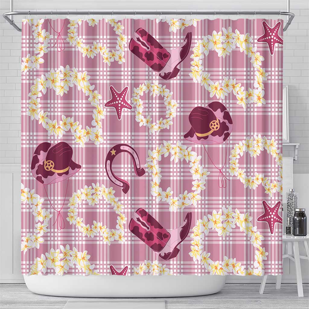 Aloha Hawaii Paniolo Lokelani Rose Palaka Shower Curtain Coastal Rodeo - Polynesian Pride