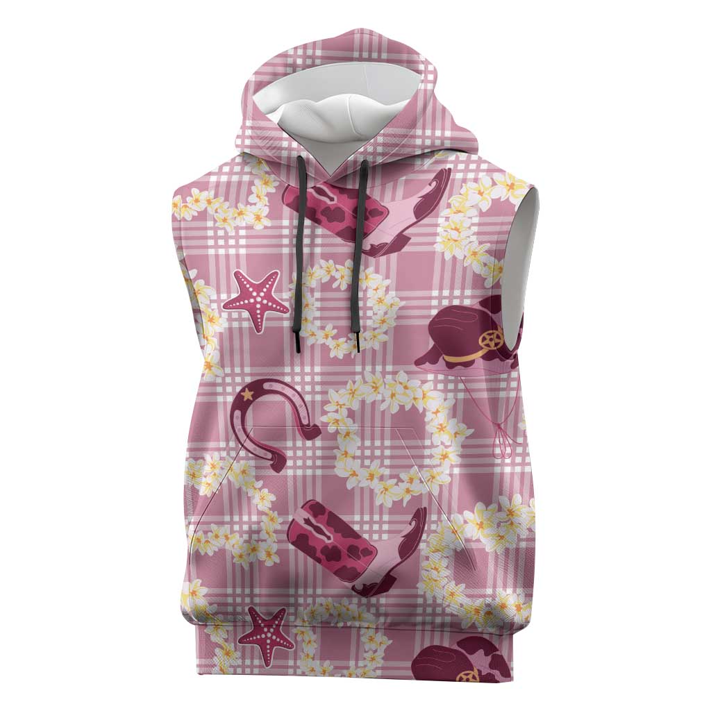 Aloha Hawaii Paniolo Lokelani Rose Palaka Sleeveless Hoodie Coastal Rodeo - Polynesian Pride