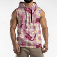 Aloha Hawaii Paniolo Lokelani Rose Palaka Sleeveless Hoodie Coastal Rodeo - Polynesian Pride