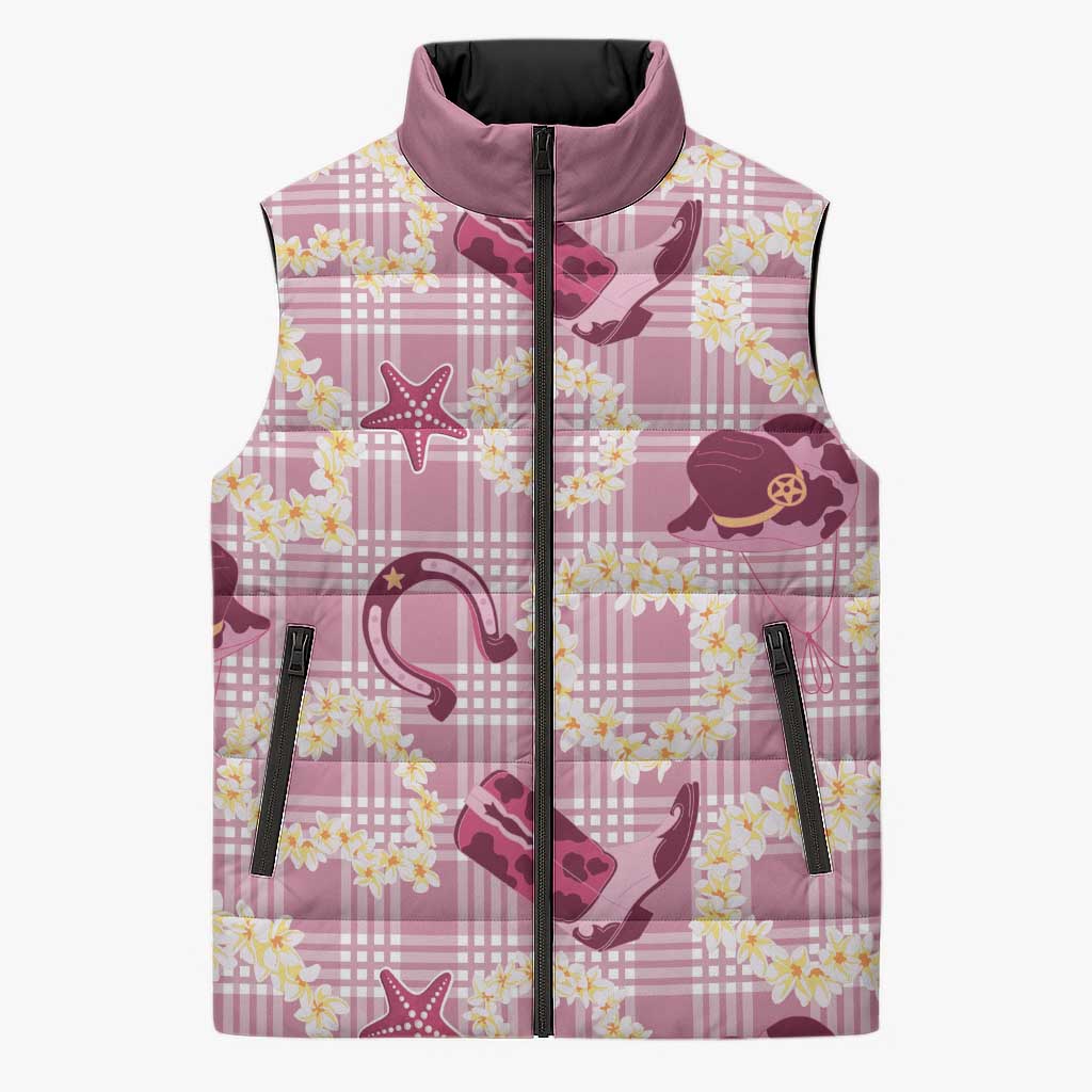 Aloha Hawaii Paniolo Lokelani Rose Palaka Sleeveless Puffer Jacket Coastal Rodeo - Polynesian Pride