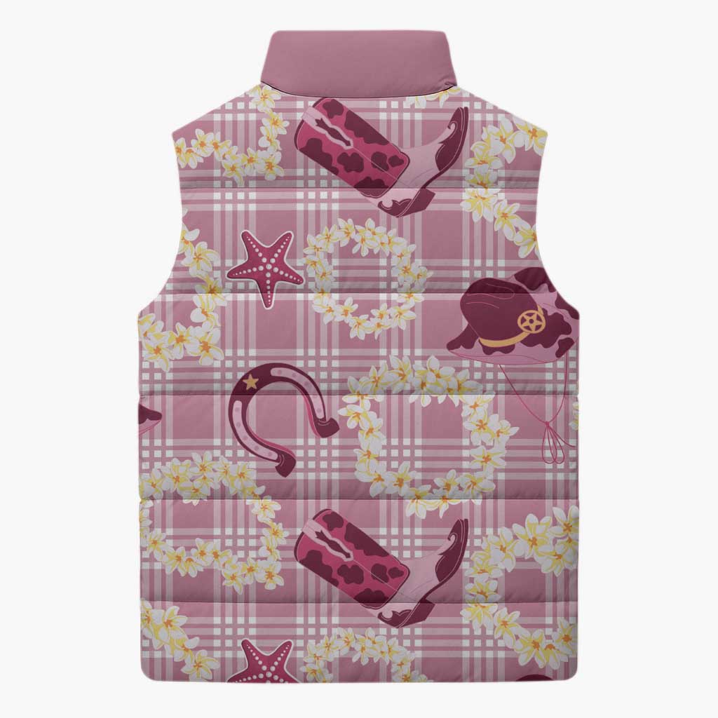 Aloha Hawaii Paniolo Lokelani Rose Palaka Sleeveless Puffer Jacket Coastal Rodeo - Polynesian Pride