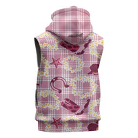 Aloha Hawaii Paniolo Lokelani Rose Palaka Sleeveless Zip Hoodie Coastal Rodeo LT7 - Polynesian Pride