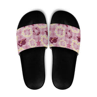 Aloha Hawaii Paniolo Lokelani Rose Palaka Slide Sandals Coastal Rodeo - Polynesian Pride