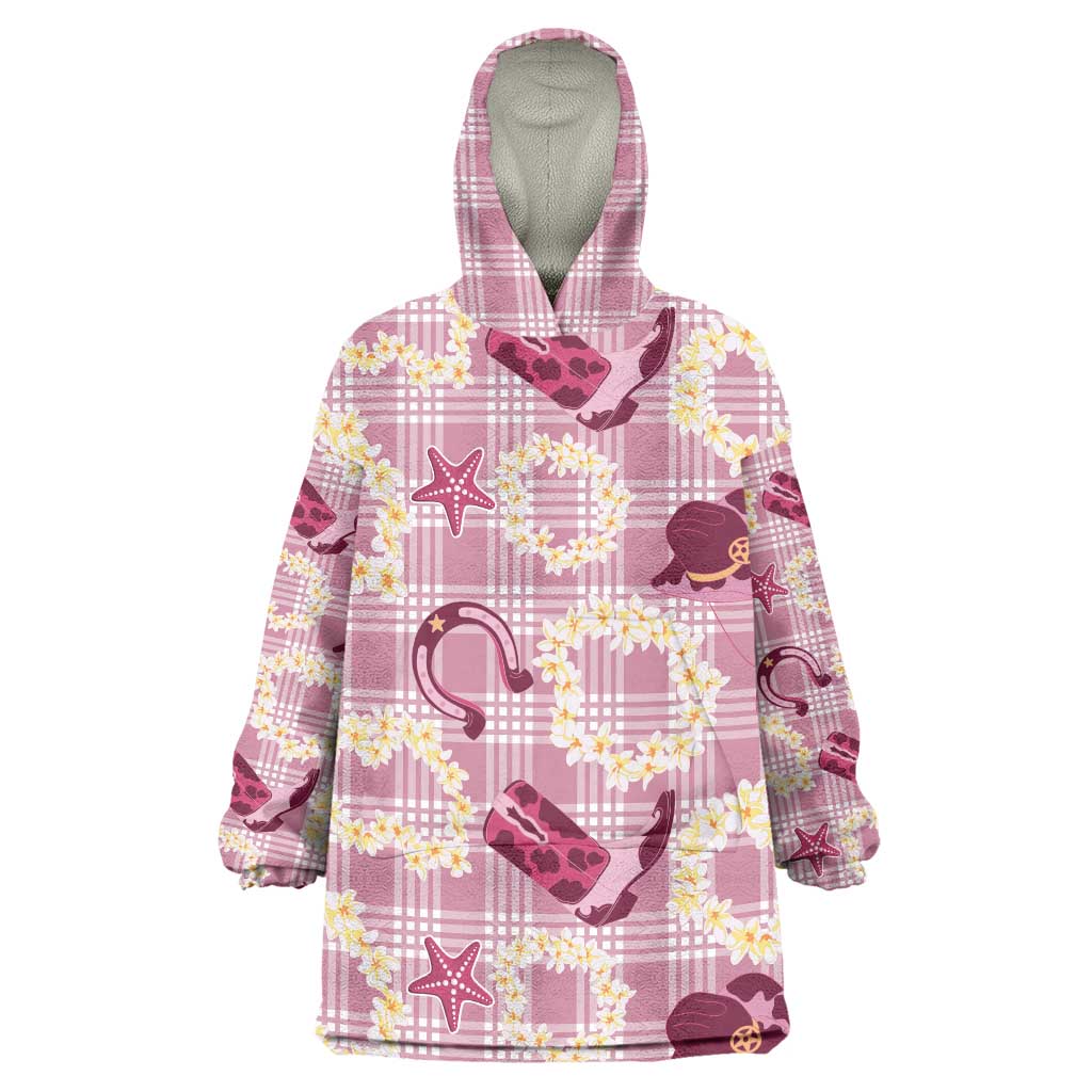 Aloha Hawaii Paniolo Lokelani Rose Palaka Wearable Blanket Hoodie Coastal Rodeo - Polynesian Pride