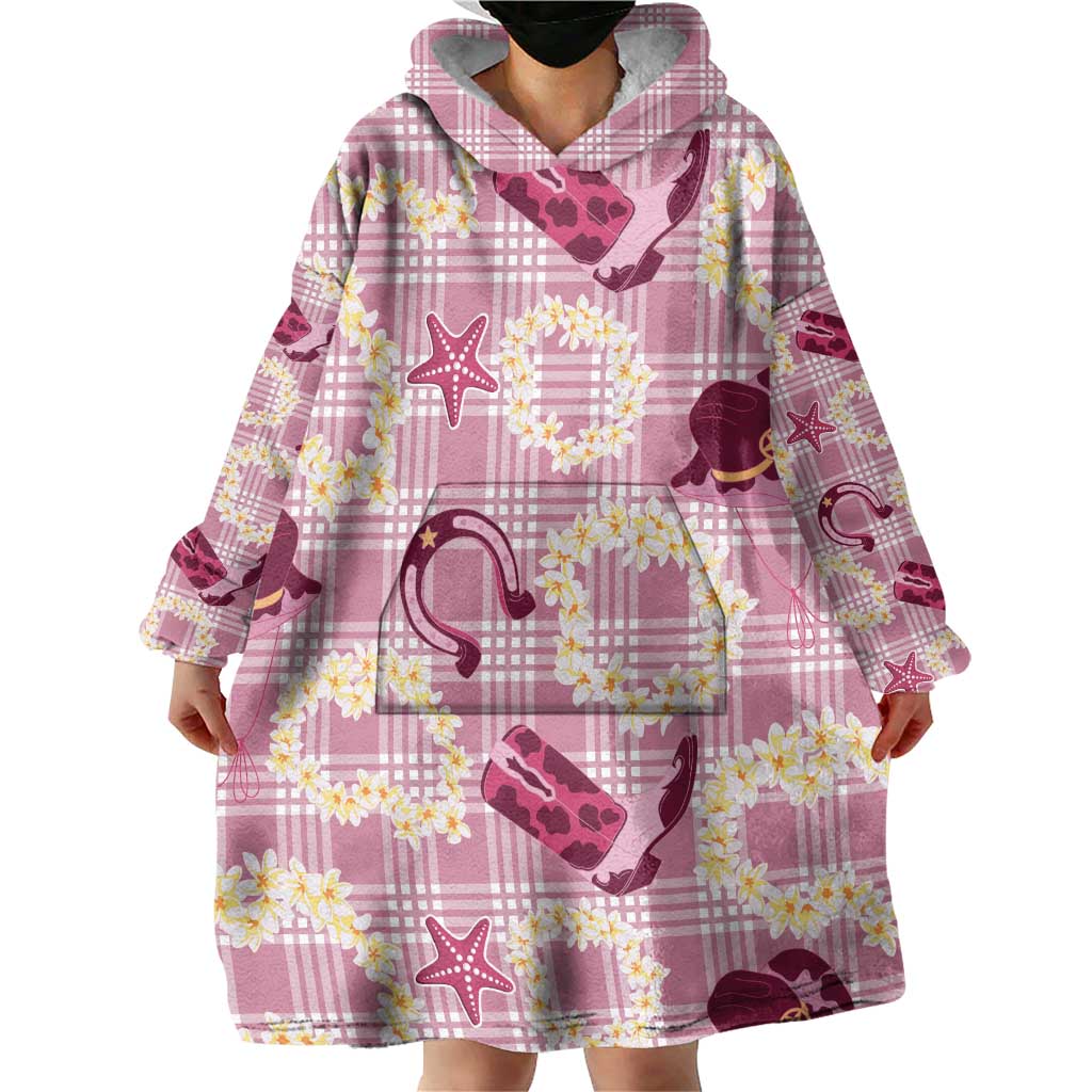 Aloha Hawaii Paniolo Lokelani Rose Palaka Wearable Blanket Hoodie Coastal Rodeo - Polynesian Pride