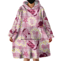 Aloha Hawaii Paniolo Lokelani Rose Palaka Wearable Blanket Hoodie Coastal Rodeo - Polynesian Pride