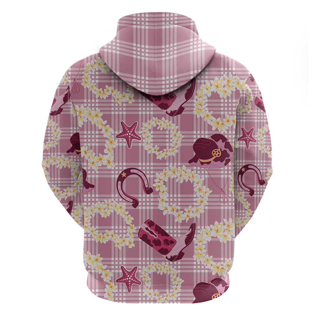 Aloha Hawaii Paniolo Lokelani Rose Palaka Zip Hoodie Coastal Rodeo - Polynesian Pride