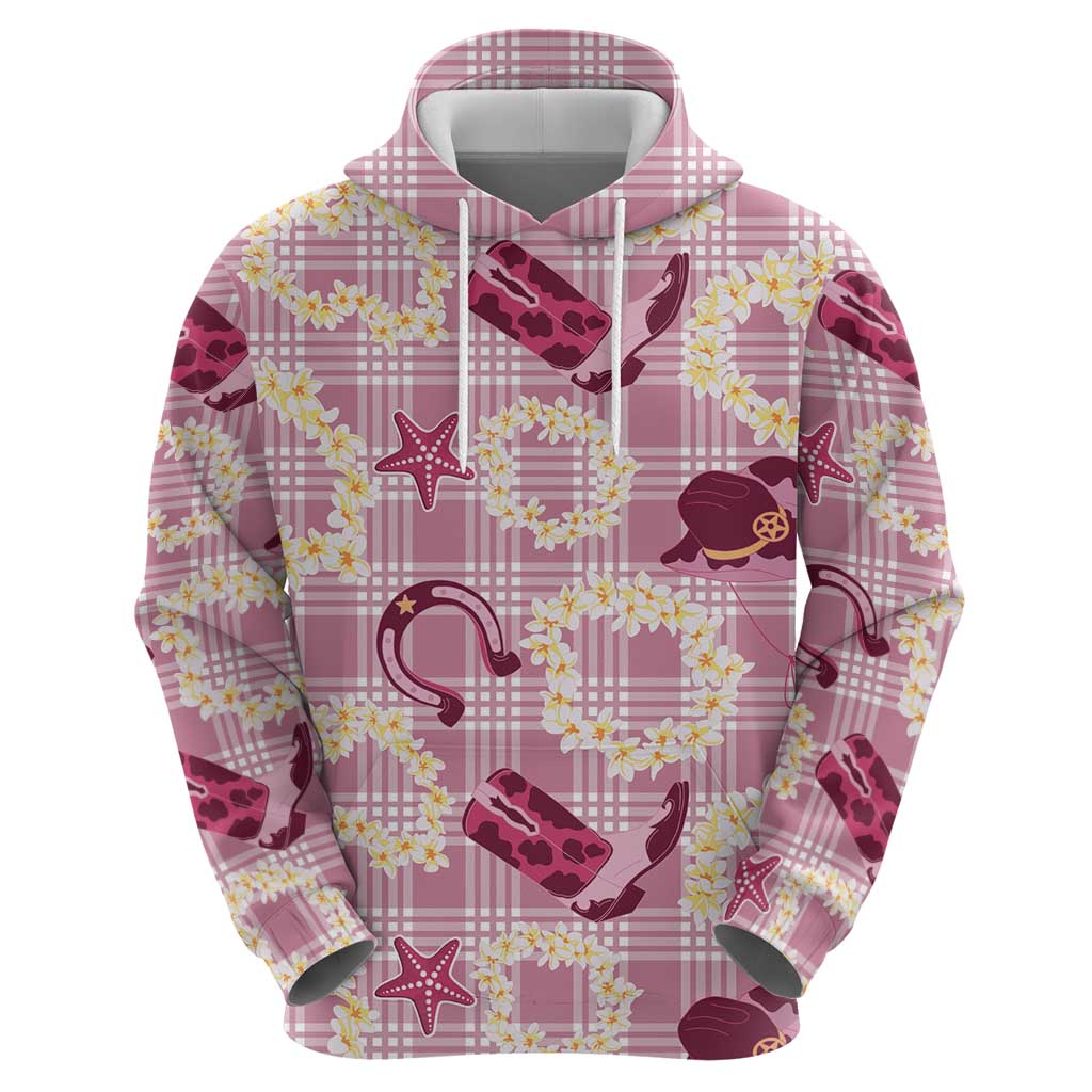 Aloha Hawaii Paniolo Lokelani Rose Palaka Zip Hoodie Coastal Rodeo - Polynesian Pride