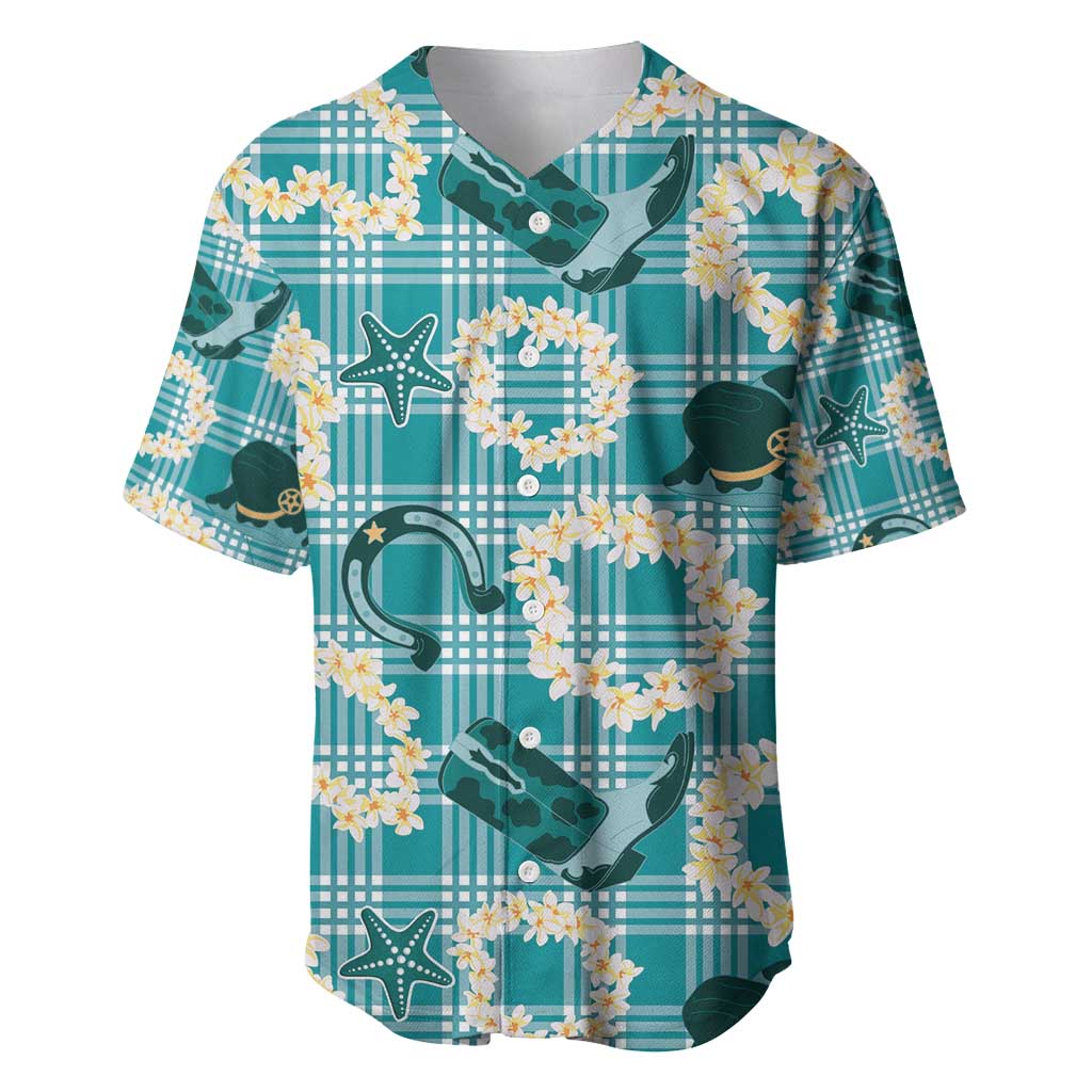 Aloha Hawaii Paniolo Teal Palaka Baseball Jersey Coastal Rodeo - Polynesian Pride