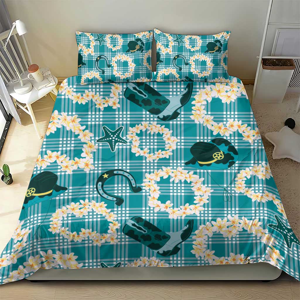 Aloha Hawaii Paniolo Teal Palaka Bedding Set Coastal Rodeo - Polynesian Pride