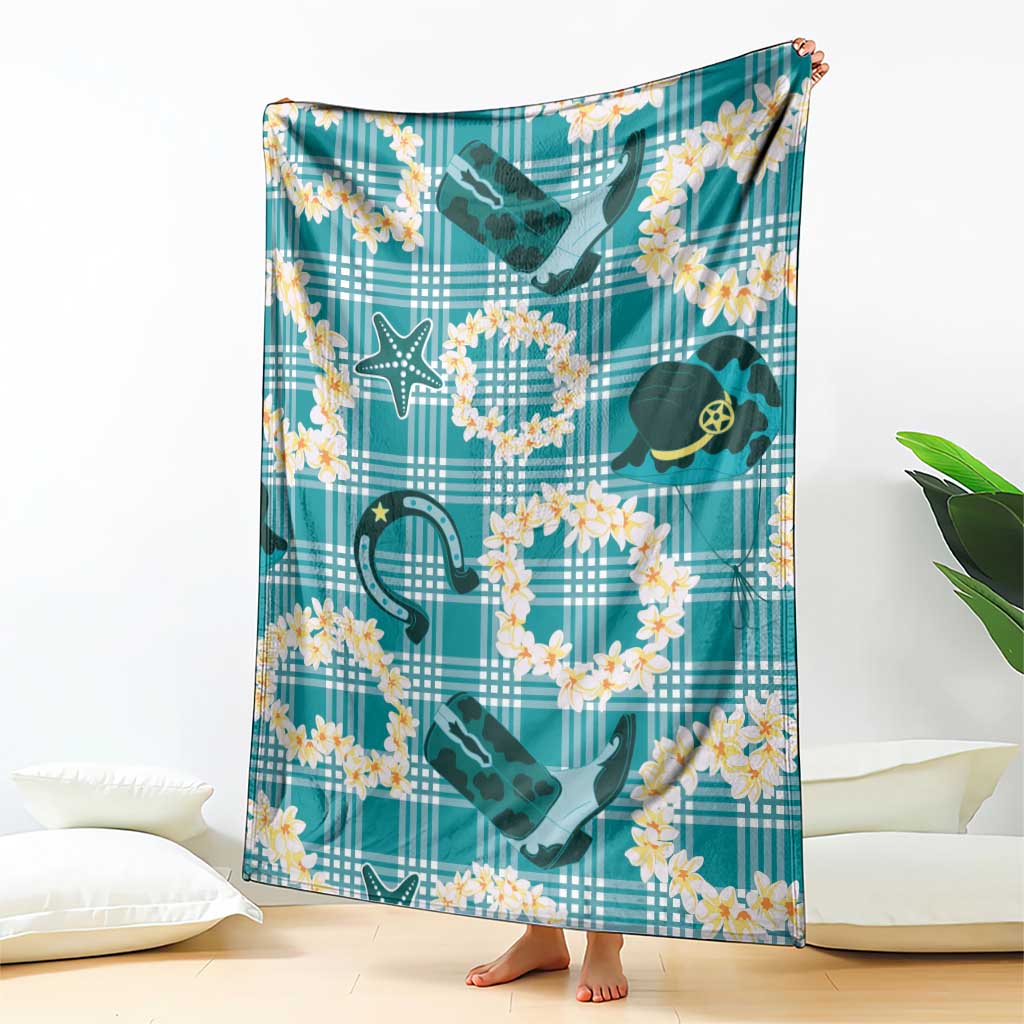 Aloha Hawaii Paniolo Teal Palaka Blanket Coastal Rodeo - Polynesian Pride