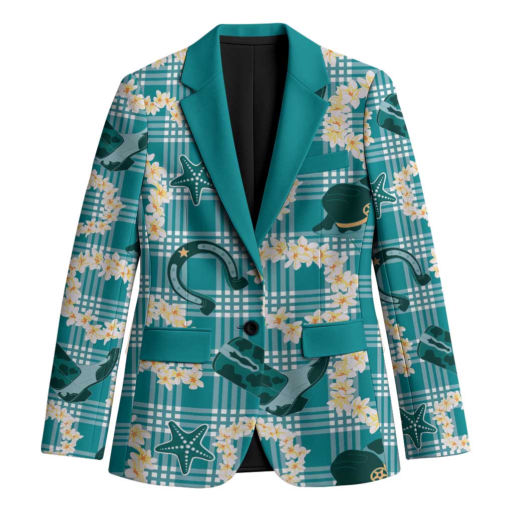 Aloha Hawaii Paniolo Teal Palaka Blazer Coastal Rodeo - Polynesian Pride