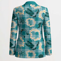 Aloha Hawaii Paniolo Teal Palaka Blazer Coastal Rodeo - Polynesian Pride