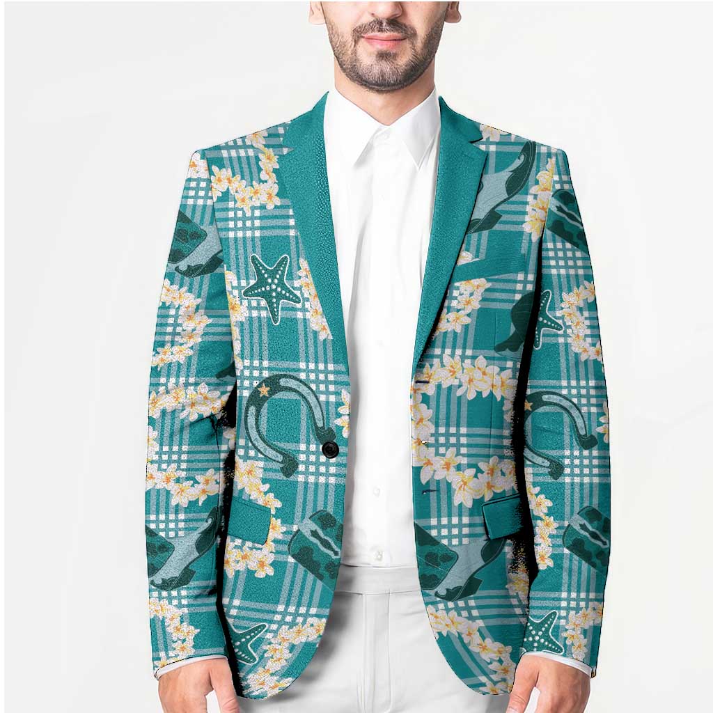 Aloha Hawaii Paniolo Teal Palaka Blazer Coastal Rodeo - Polynesian Pride