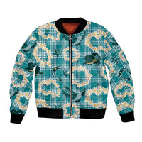 Aloha Hawaii Paniolo Teal Palaka Bomber Jacket Coastal Rodeo - Polynesian Pride