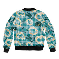 Aloha Hawaii Paniolo Teal Palaka Bomber Jacket Coastal Rodeo - Polynesian Pride