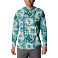 Aloha Hawaii Paniolo Teal Palaka Button Sweatshirt Coastal Rodeo - Polynesian Pride