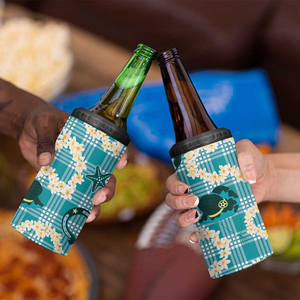 Aloha Hawaii Paniolo Teal Palaka 4 in 1 Can Cooler Tumbler Coastal Rodeo - Polynesian Pride