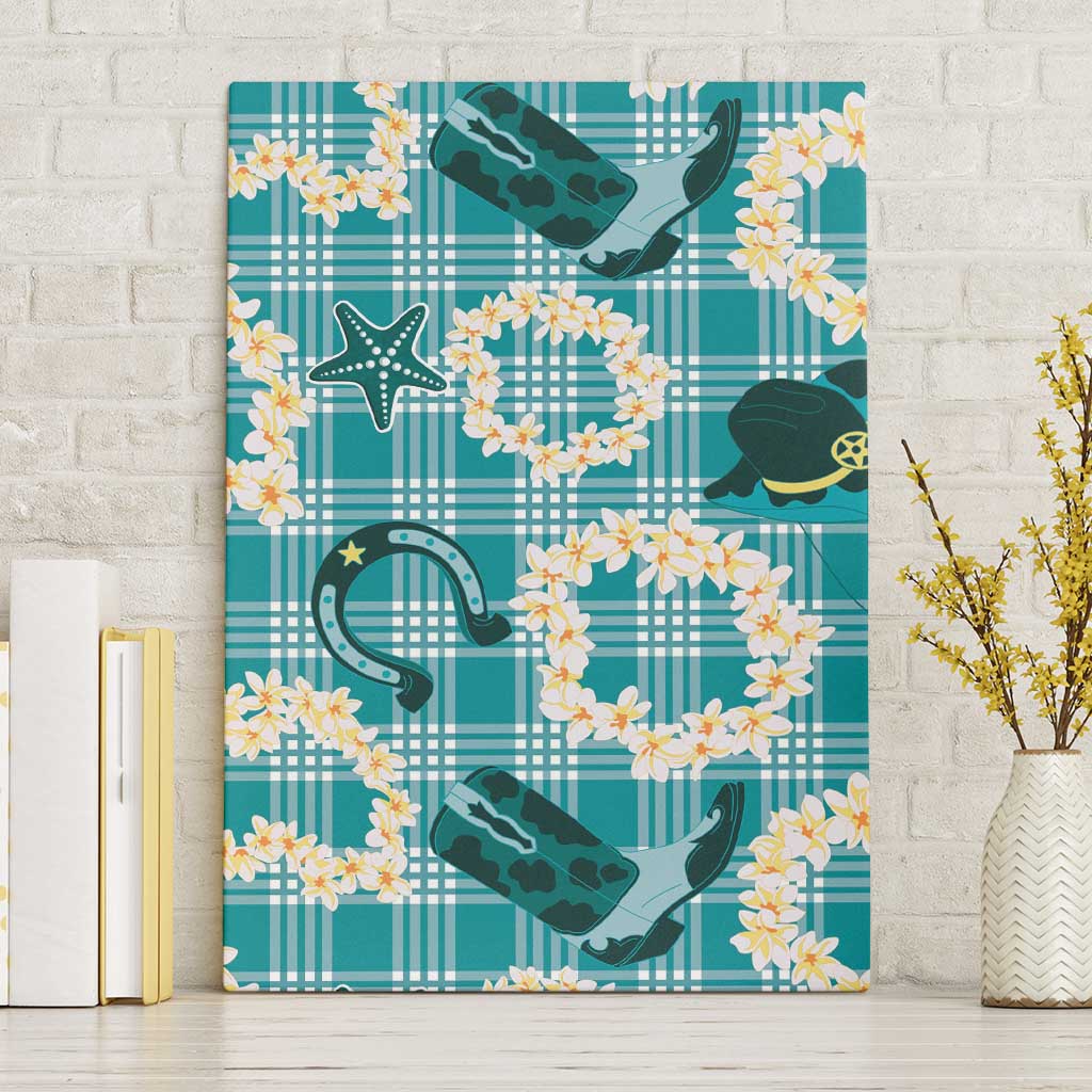 Aloha Hawaii Paniolo Teal Palaka Canvas Wall Art Coastal Rodeo - Polynesian Pride