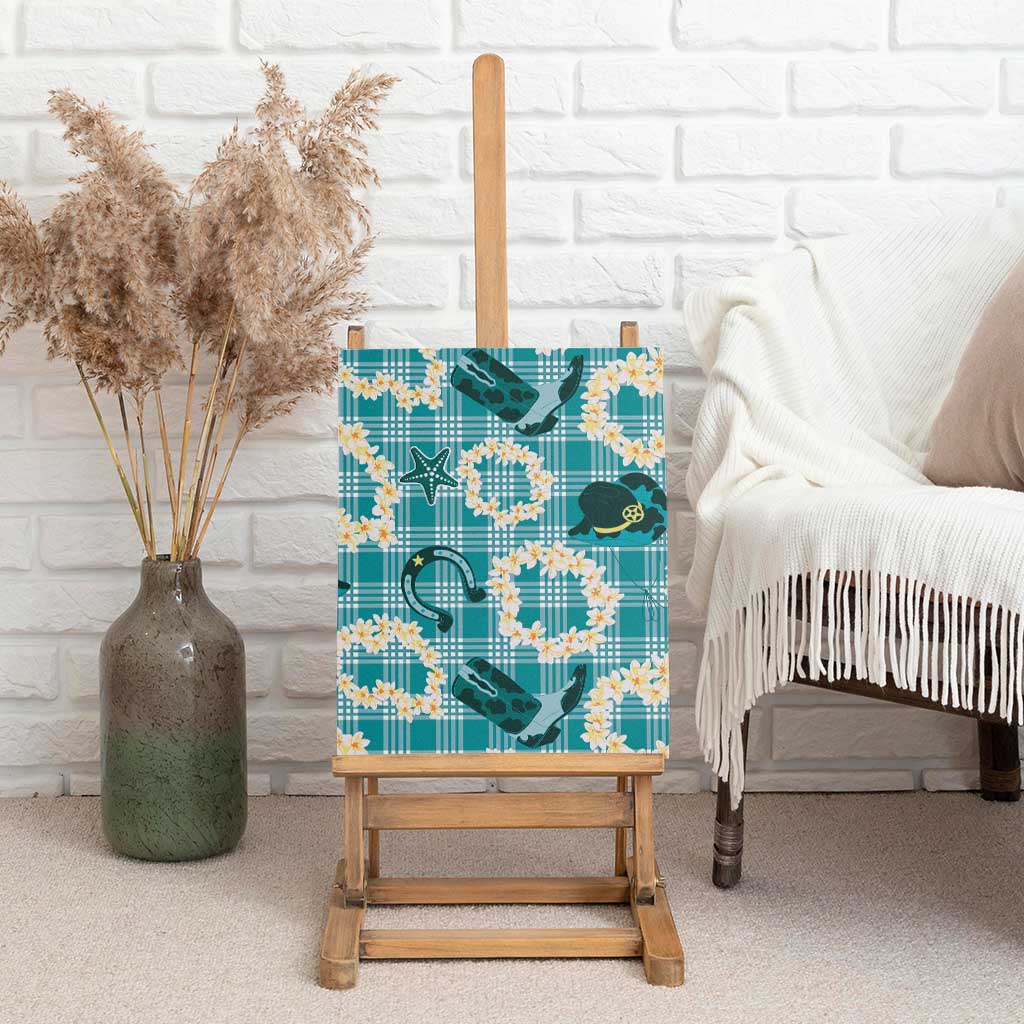 Aloha Hawaii Paniolo Teal Palaka Canvas Wall Art Coastal Rodeo - Polynesian Pride