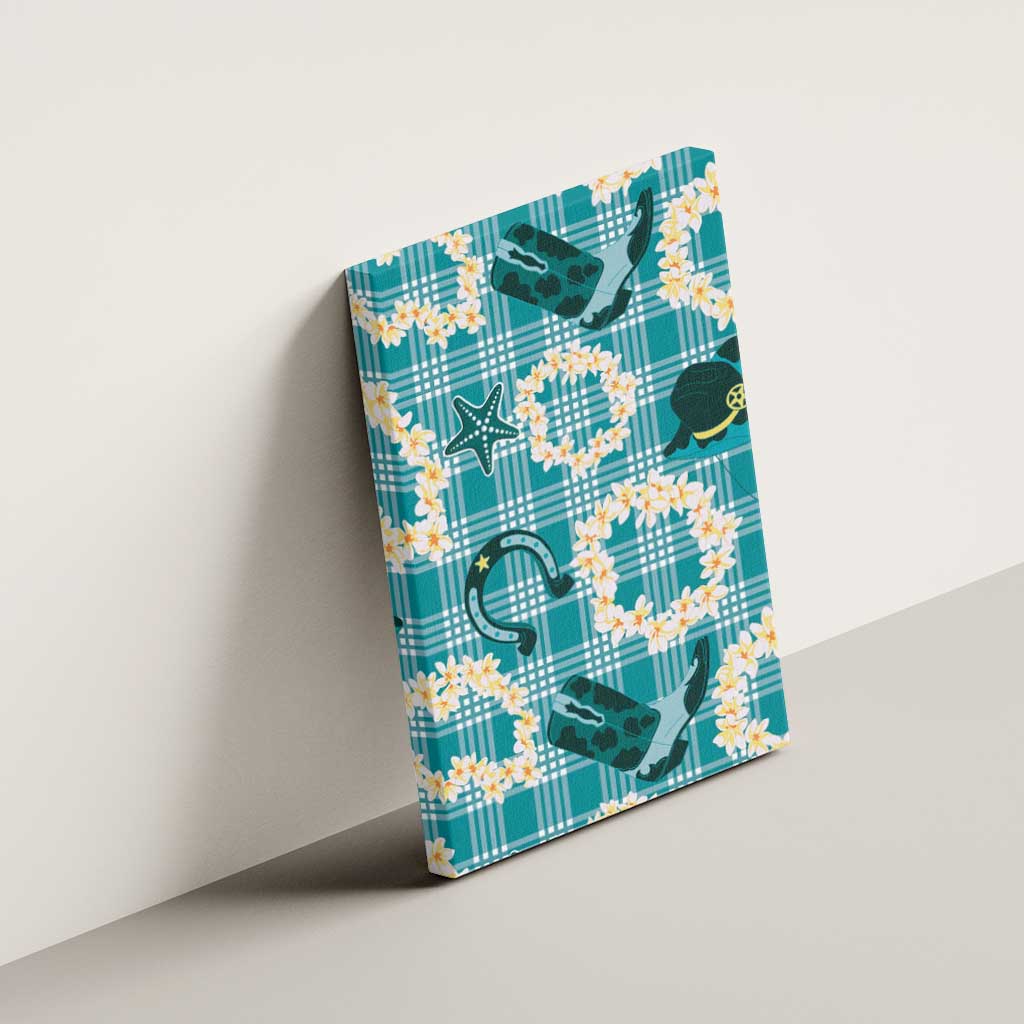 Aloha Hawaii Paniolo Teal Palaka Canvas Wall Art Coastal Rodeo - Polynesian Pride