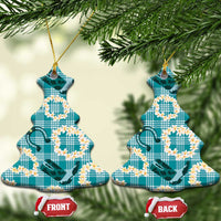 Aloha Hawaii Paniolo Teal Palaka Ceramic Ornament Coastal Rodeo - Polynesian Pride