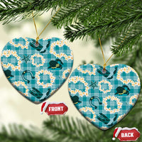 Aloha Hawaii Paniolo Teal Palaka Ceramic Ornament Coastal Rodeo - Polynesian Pride