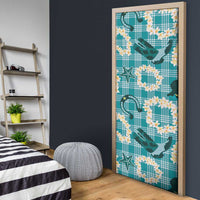 Aloha Hawaii Paniolo Teal Palaka Door Cover Coastal Rodeo - Polynesian Pride