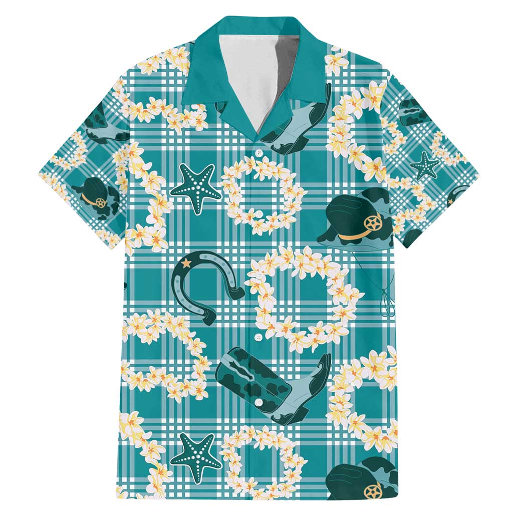 Aloha Hawaii Paniolo Teal Palaka Family Matching Mermaid Dress and Hawaiian Shirt Coastal Rodeo - Polynesian Pride