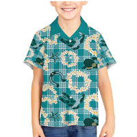 Aloha Hawaii Paniolo Teal Palaka Family Matching Mermaid Dress and Hawaiian Shirt Coastal Rodeo - Polynesian Pride