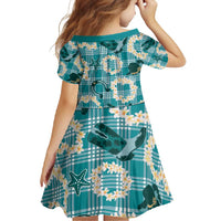 Aloha Hawaii Paniolo Teal Palaka Family Matching Off Shoulder Maxi Dress and Hawaiian Shirt Coastal Rodeo - Polynesian Pride