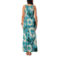 Aloha Hawaii Paniolo Teal Palaka Family Matching Tank Maxi Dress and Hawaiian Shirt Coastal Rodeo - Polynesian Pride