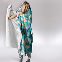 Aloha Hawaii Paniolo Teal Palaka Hooded Blanket Coastal Rodeo - Polynesian Pride