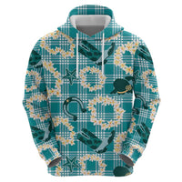 Aloha Hawaii Paniolo Teal Palaka Hoodie Coastal Rodeo - Polynesian Pride