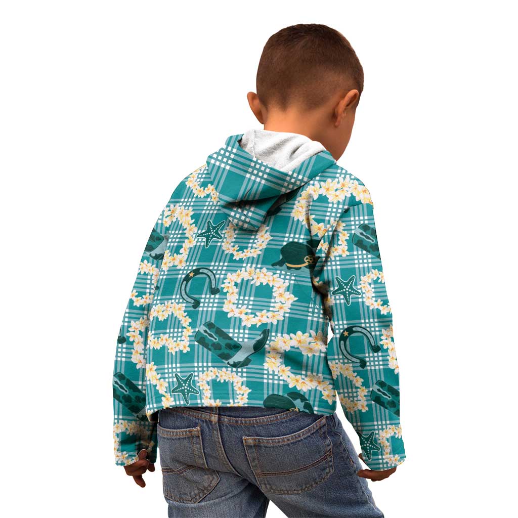 Aloha Hawaii Paniolo Teal Palaka Kid Hoodie Coastal Rodeo LT7 - Polynesian Pride