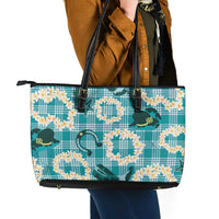 Aloha Hawaii Paniolo Teal Palaka Leather Tote Bag Coastal Rodeo - Polynesian Pride