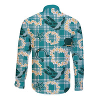 Aloha Hawaii Paniolo Teal Palaka Long Sleeve Button Shirt Coastal Rodeo - Polynesian Pride