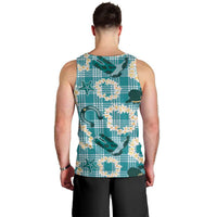 Aloha Hawaii Paniolo Teal Palaka Men Tank Top Coastal Rodeo - Polynesian Pride