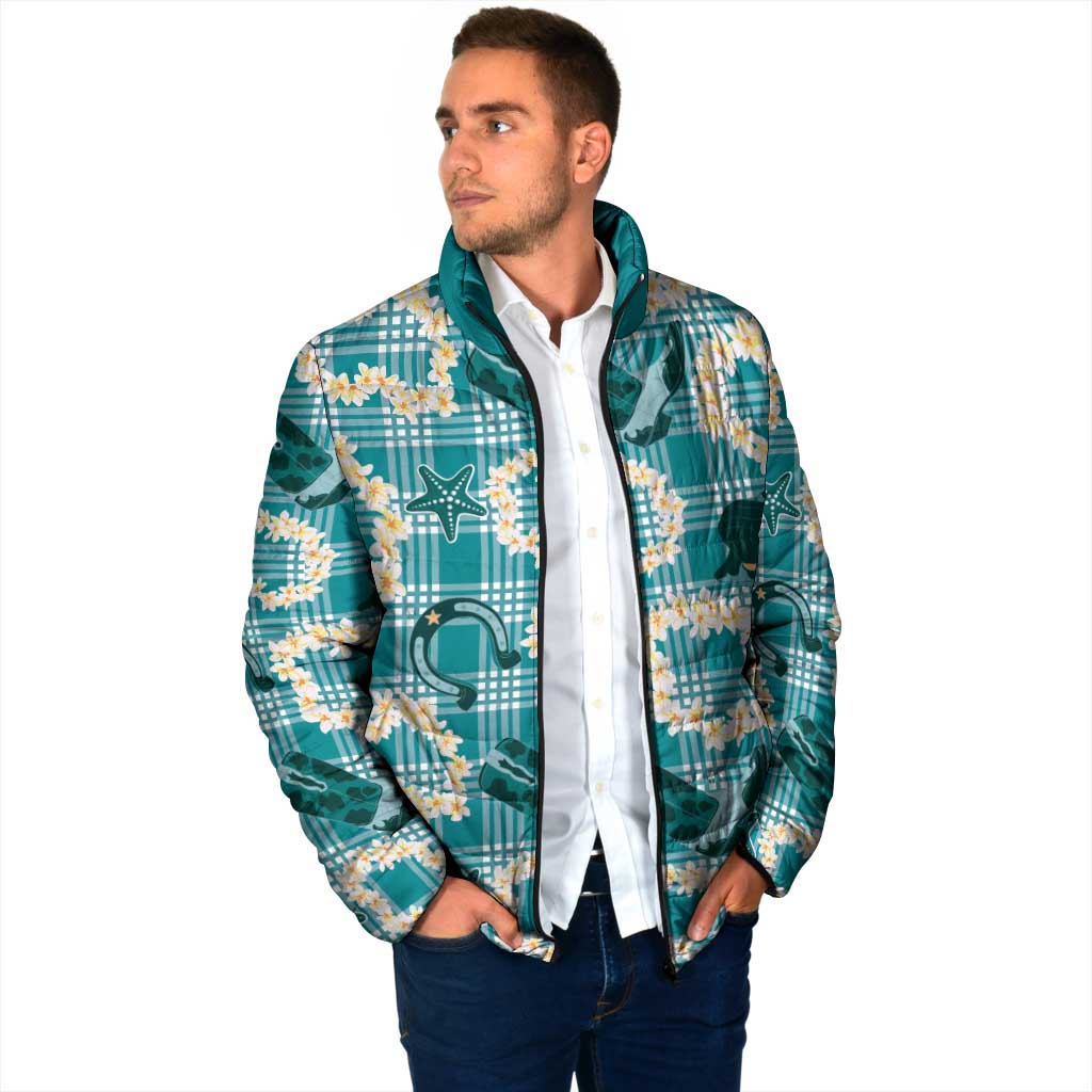 Aloha Hawaii Paniolo Teal Palaka Padded Jacket Coastal Rodeo - Polynesian Pride