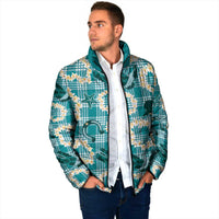 Aloha Hawaii Paniolo Teal Palaka Padded Jacket Coastal Rodeo - Polynesian Pride